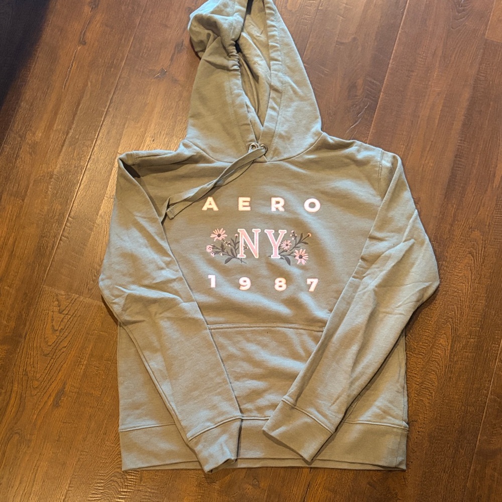 Aeropostale Light Green Hoodie with Pink Accents